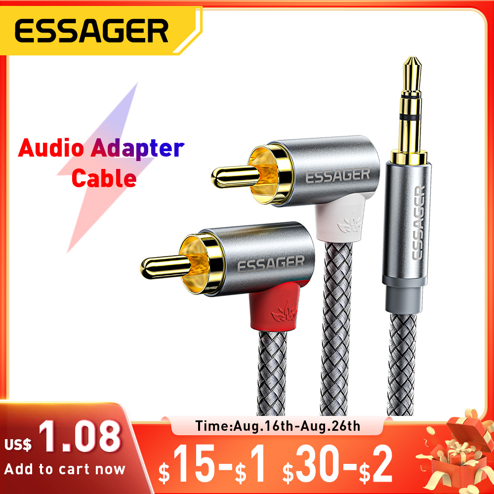 Audio Splitter Y - Essager 90 ° Angle RCA Audio